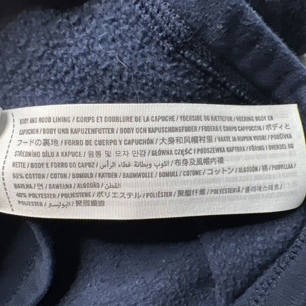 Abercrombie & Fitch Womens Logo Spell Out Cropped Hoodie Large Navy Blue READ - Picture 5 of 9